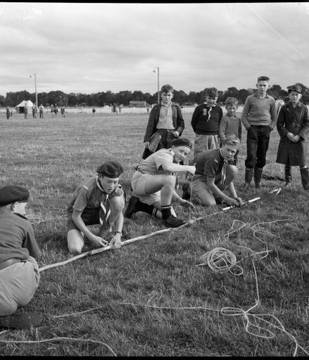 "Scouts In A Hurry To Erect Flagpole"