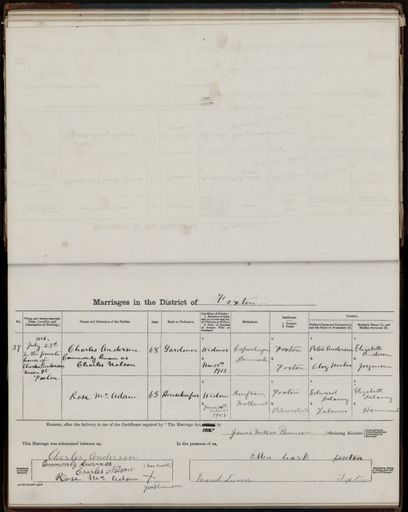 Marriage register 1909- 1927