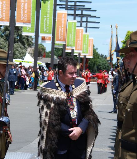 Mayor Inspecting NZ Army Soldiers, Charter Parade, 2016