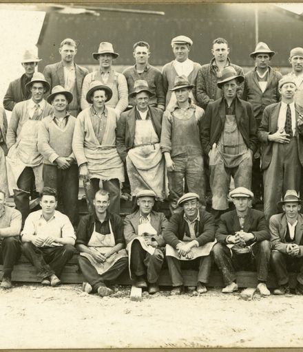 Employees at building site, Hawkes Bay
