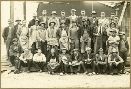 Employees at building site, Hawkes Bay