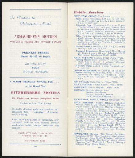 Visitors Guide Palmerston North and Feilding: October-December 1962 - 3
