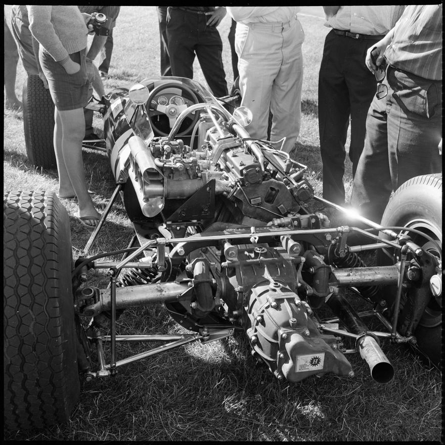 Inspecting Engine on Jim Clarks car