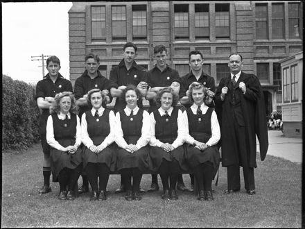 Pupils and teacher, Palmerston North Technical High School