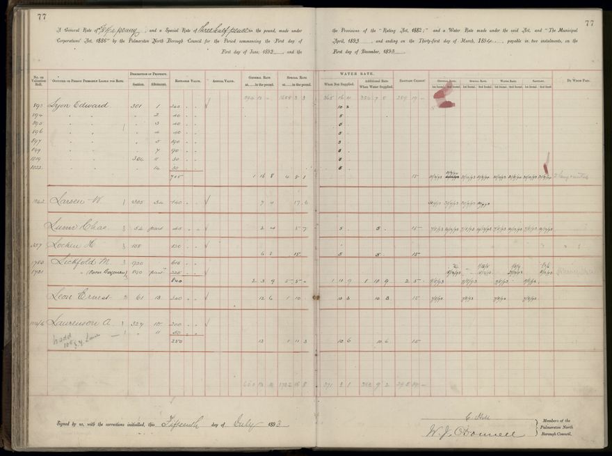 Palmerston North Rate Book, 1893 - 1896, 82