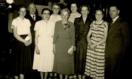 Sylvia Haycock and staff at celebration to mark Miss Haycock’s 50 years of service for C M Ross Co. Ltd.