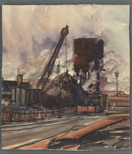 Loading coal at the Railway Yards, Main Street