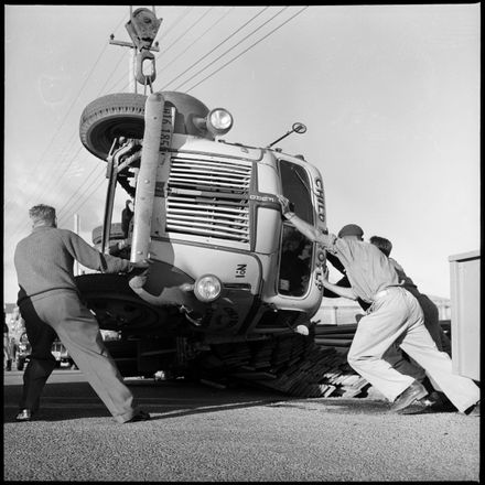 "Truck Capsized in Tremaine Avenue"