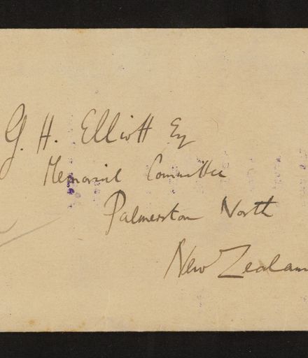 Envelope & Correspondence regarding design of memorial, PN & Districts Soldiers' Memorial Fund, 7 February 1923