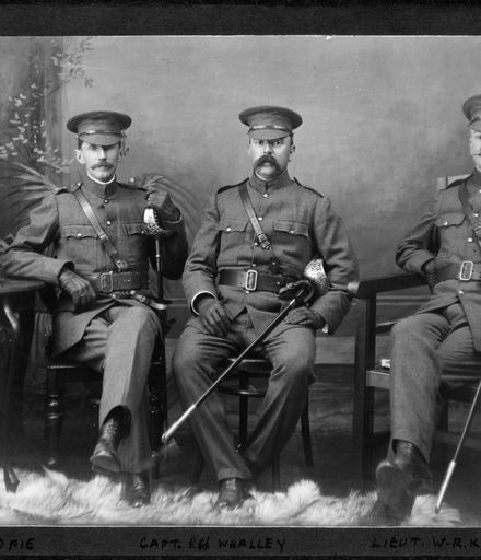 Lieut. F D Opie, Capt. R H Whalley and Lieut. W R Kells in uniform