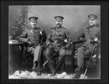 Lieut. F D Opie, Capt. R H Whalley and Lieut. W R Kells in uniform