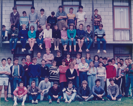 Students Outside Massey University Halls of Residence - 1986 - Rotary Court - Resource cover image