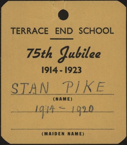 Terrace End School 75th Jubilee name tag