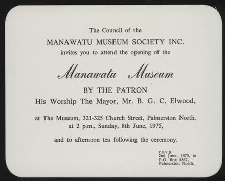 Manawatu Museum Opening Invitation - Resource cover image