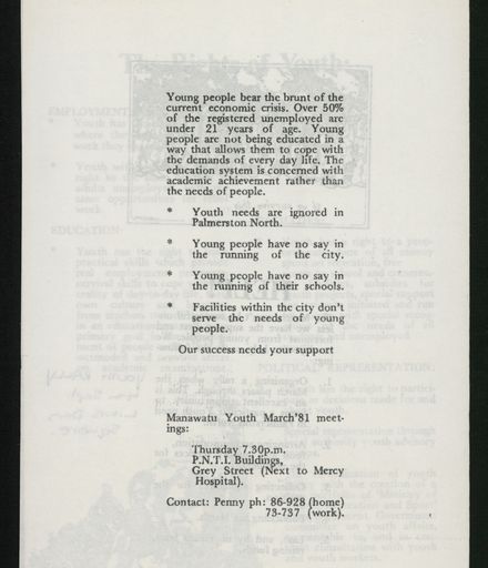 Youth march pamphlet - back