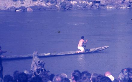 Waka on the Manawatu River During the Re-enactment of Settlers Arriving in Palmerston North