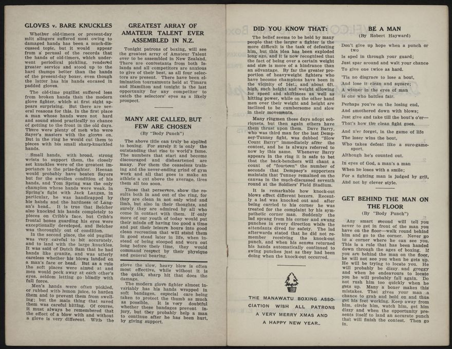 Manawatu Boxing Association Empire Games Boxing Trials Souvenir Programme 3