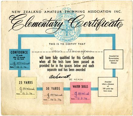 New Zealand Amateur Swimming Association Inc., Elementary Certificate