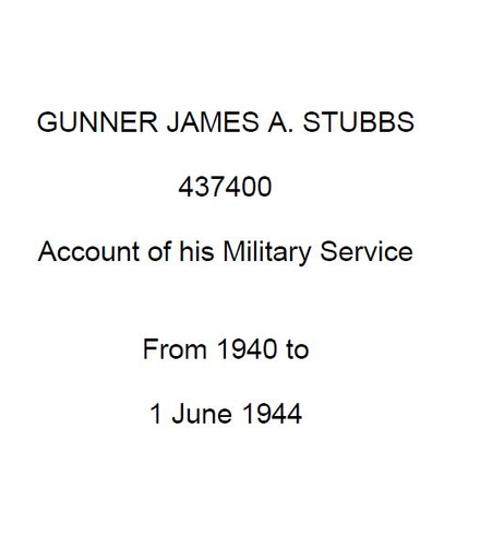 Diary of Gunner James A Stubbs – World War Two
