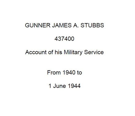 Diary of Gunner James A Stubbs – World War Two