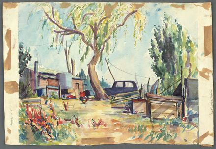 Car in backyard of house