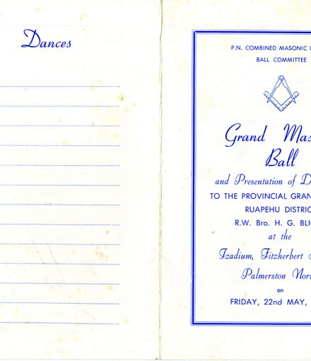 Page 1: Grand Masonic Ball programme