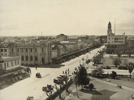 Looking down Broadway through The Square