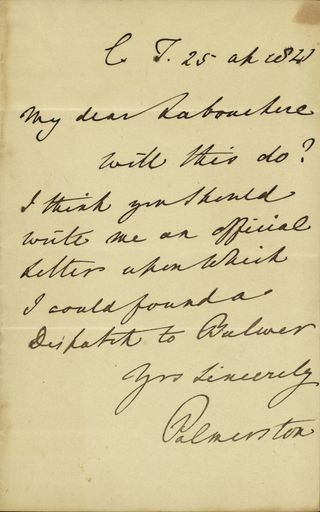 Letter written by Lord Palmerston