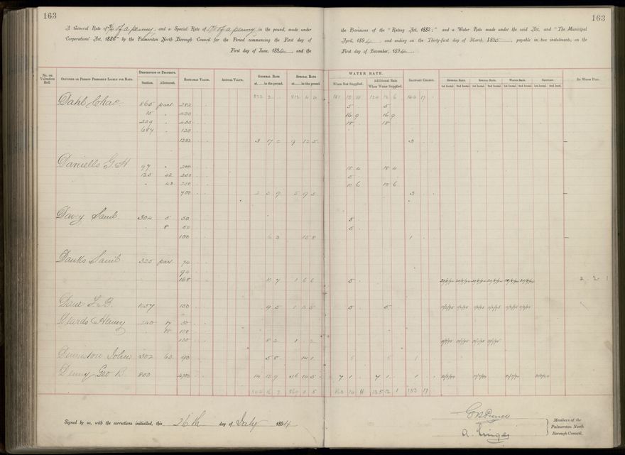 Palmerston North Rate Book, 1893 - 1896, 168