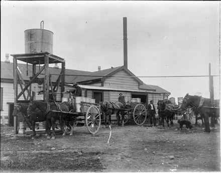 Delivering milk to Joseph Nathan & Co Ltd Cheese Factory, at Bunnythorpe