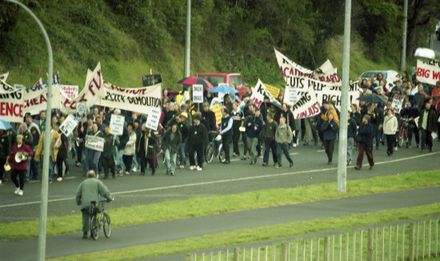 "Students out in force to protest"