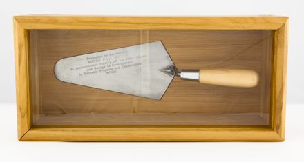 Image 1: Souvenir trowel from 'topping off ceremony' at the Palmerston North City Library Building