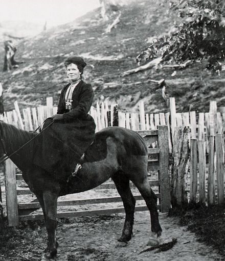 Teressa Childs on horseback, Ashhurst