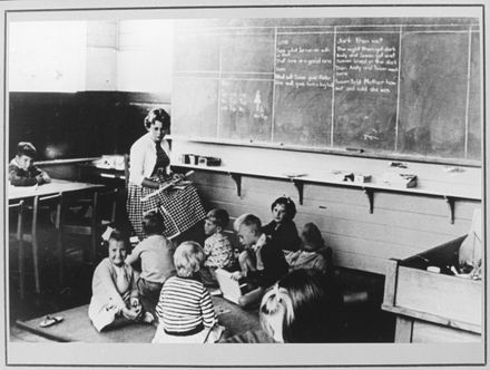 Mrs Jenny Roberston and junior pupils, Fitzherbert East School