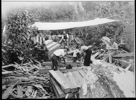 Sledging Railway Sleepers from Bush to Opawe Road, Pohangina Valley