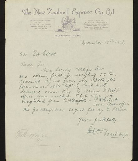 Correspondence regarding design of memorial, PN & Districts Soldiers' Memorial Fund, February 1923 7