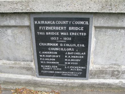 Fitzherbert Bridge Plaque