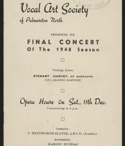 Vocal Art Society concert programme