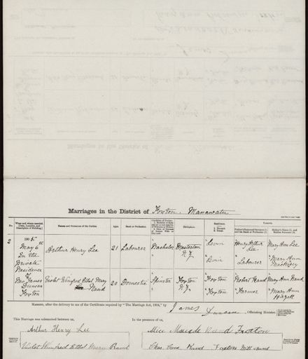 Marriage register May 1905