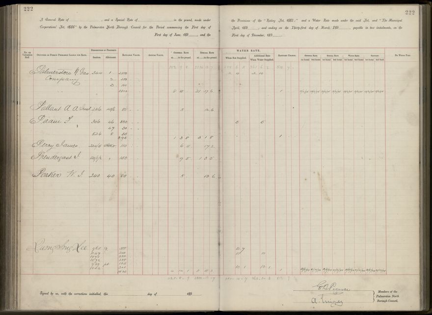 Palmerston North Rate Book, 1893 - 1896, 227