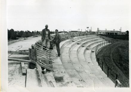 Two Men During Construction of Grandstands, Memorial Park