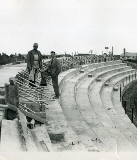 Two Men During Construction of Grandstands, Memorial Park