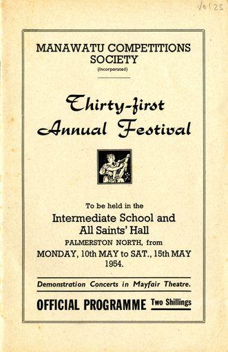 Manawatū Competitions Society, Offical Programme, Thirty-First Annual Festival