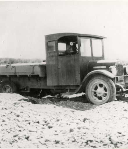 Mr William Hurst's Federal Knight Truck Stuck on the Oroua River Bed