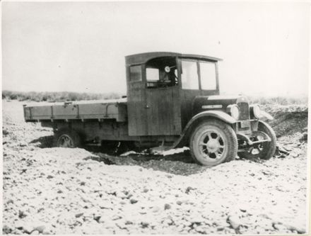 Mr William Hurst's Federal Knight Truck Stuck on the Oroua River Bed