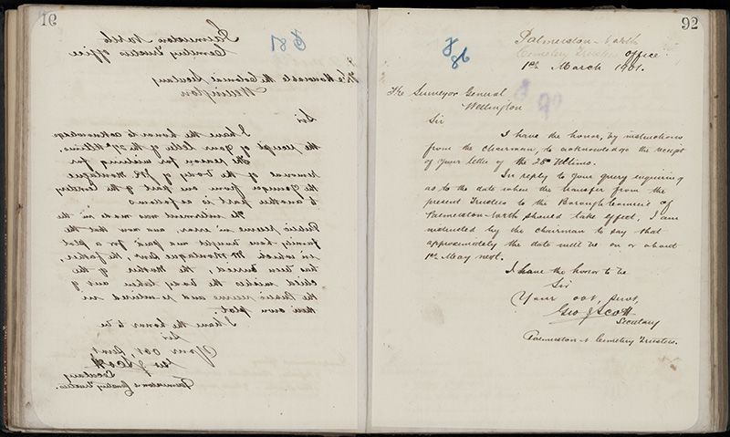 Outwards Correspondence of the Palmerston North Cemetery Trustees, 1898 -1902 119