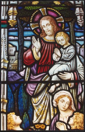 Stained glass window of the Wesley Methodist Church