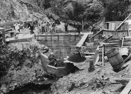 Construction of second dam on the Turitea Stream
