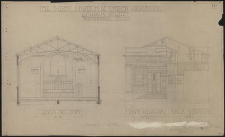 First Church of Christ, Scientist - Cross Section, Front and Back Elevations