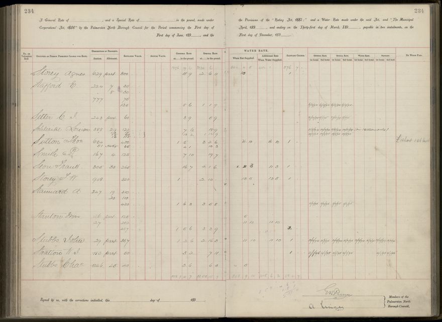 Palmerston North Rate Book, 1893 - 1896, 239